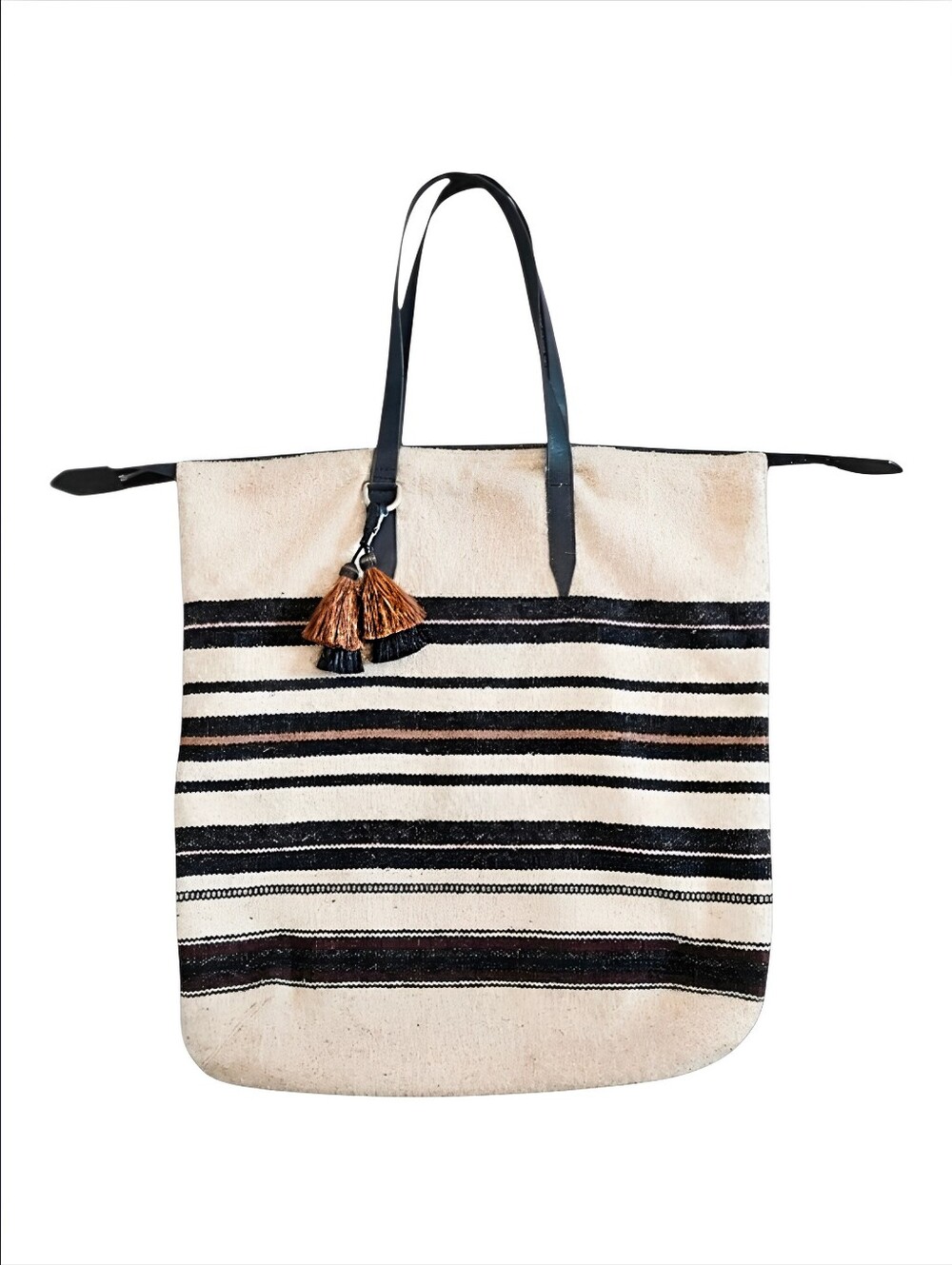 DRIES VAN NOTEN | Striped Woven Fabric Tote Bag Artisan Shoulder Bag